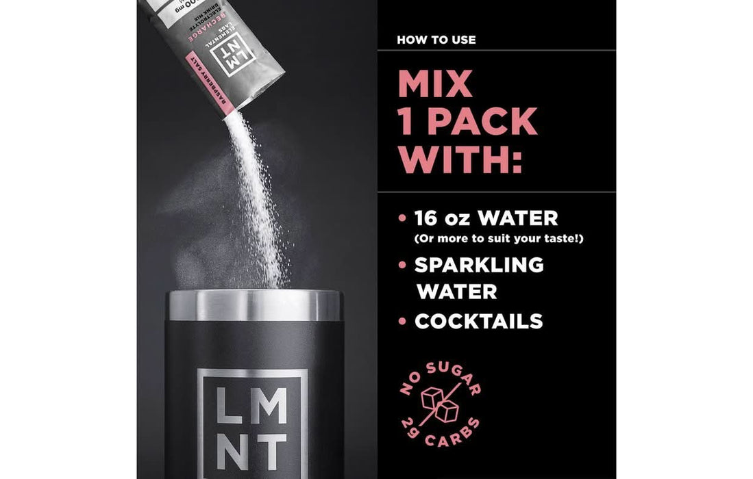 LMNT Raspberry Salt Electrolyte Mix - 30 Ct - LYTES
