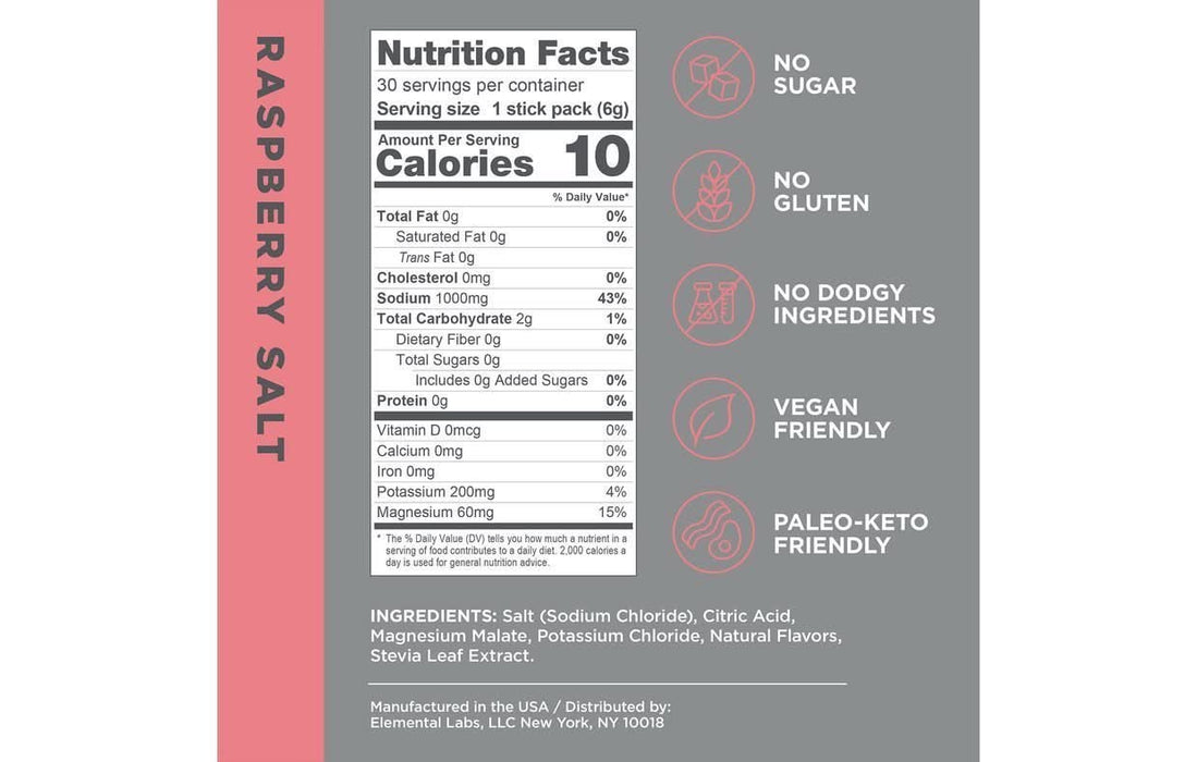 LMNT Raspberry Salt Electrolyte Mix - 30 Ct - LYTES