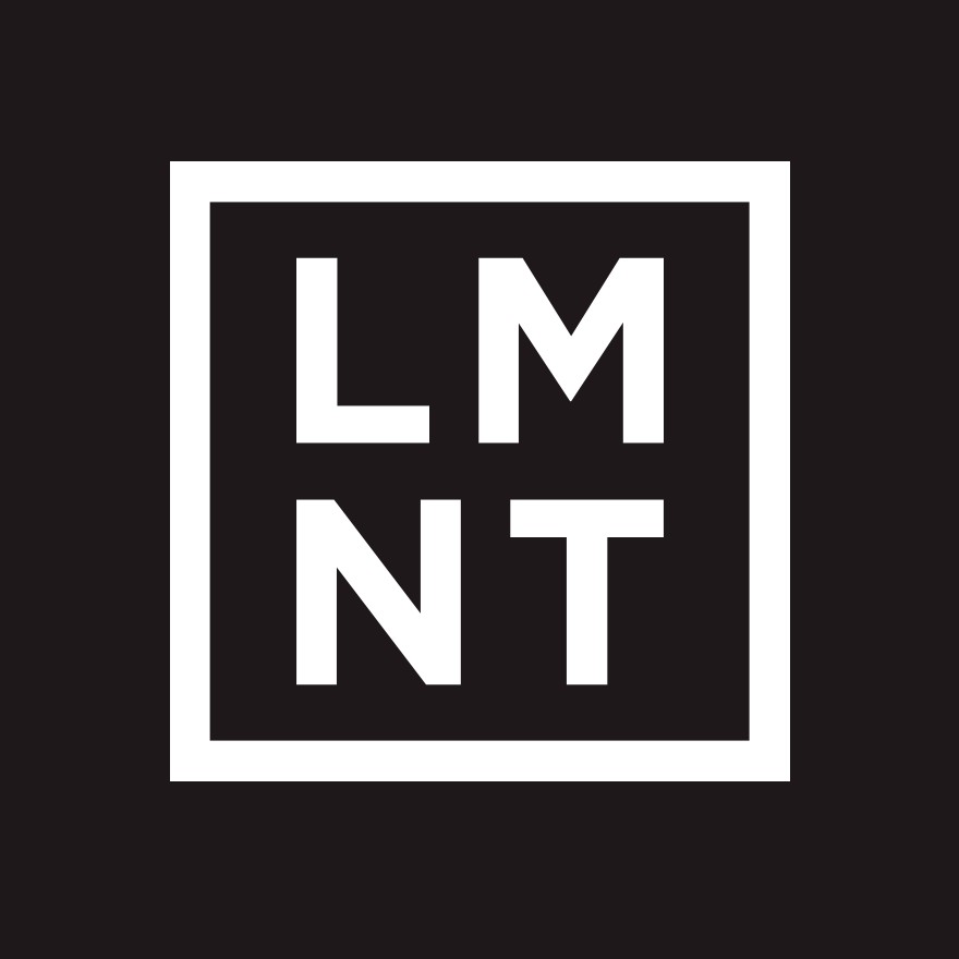 LMNT Mango Chilli Electrolyte Mix - 30 Sticks logo in white on black background representing Drinks and Electrolytes collections