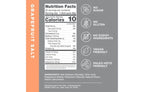Nutrition label and product benefits for LMNT Taster Pack - 10 Sticks Grapefruit Salt flavor showing calories, minerals, and dietary features.