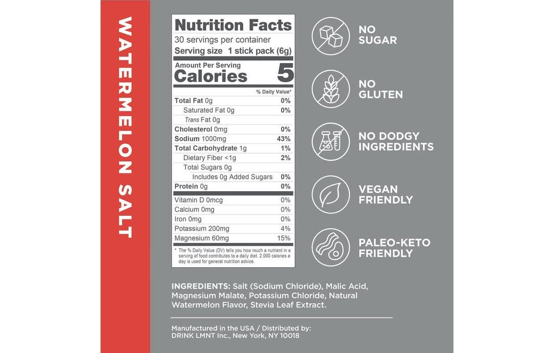 LMNT Watermelon Salt Electrolyte Mix - 30 Ct - LYTES