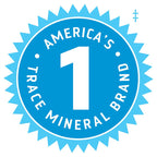 Blue circular badge stating America’s number one trace mineral brand for Low Sodium Mega-Mag - 400mg - 118ml by Trace Minerals.