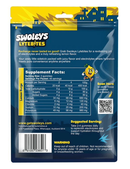 LyteBites - Electrolyte Gummies - Lemon Surge - LYTES