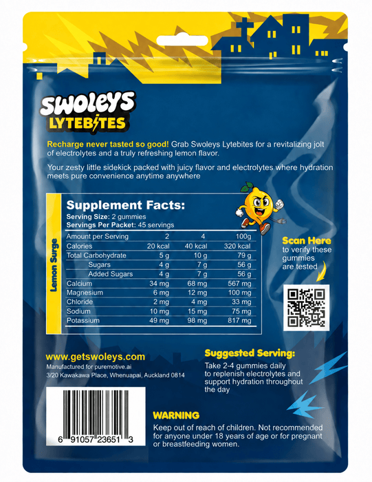 LyteBites - Electrolyte Gummies - Lemon Surge
