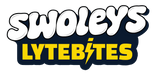 Swoleys logo with bold white and yellow text for LyteBites - Electrolyte Gummies - Lemon Surge on dark background