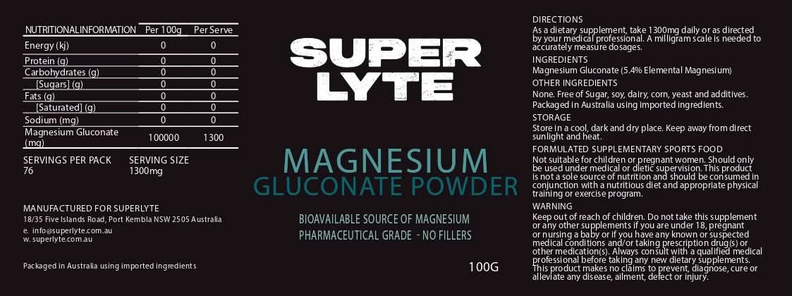 Magnesium Gluconate Powder - 100g - LYTES