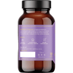 Brown bottle of Magnesium Glycinate - 120 Capsules by Ritua with purple label showing usage benefits and contact info