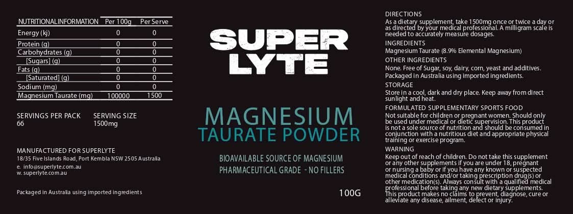 Magnesium Taurate Powder - 100g - LYTES