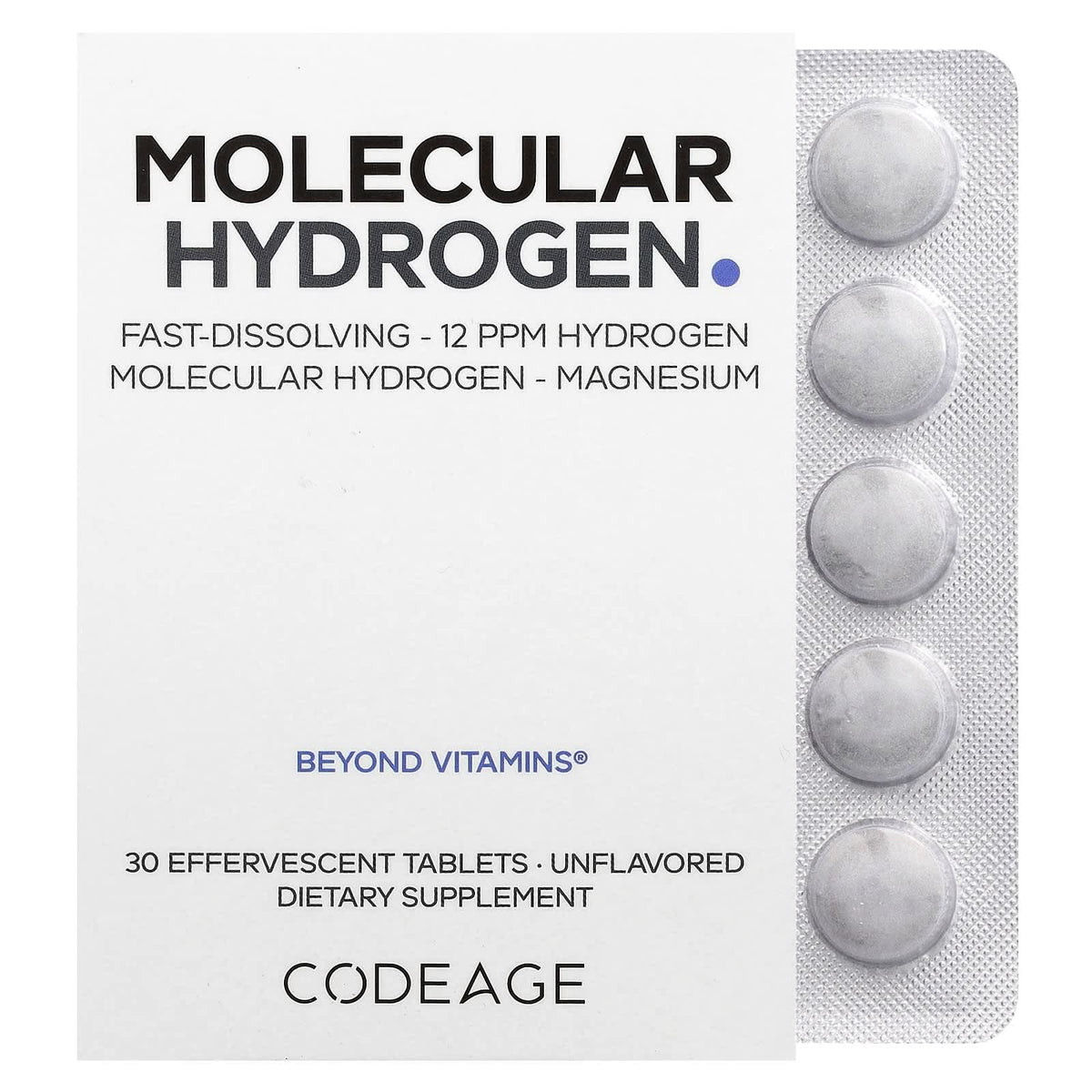 Molecular Hydrogen - Unflavored - 80 mg - 30 Tablets - LYTES