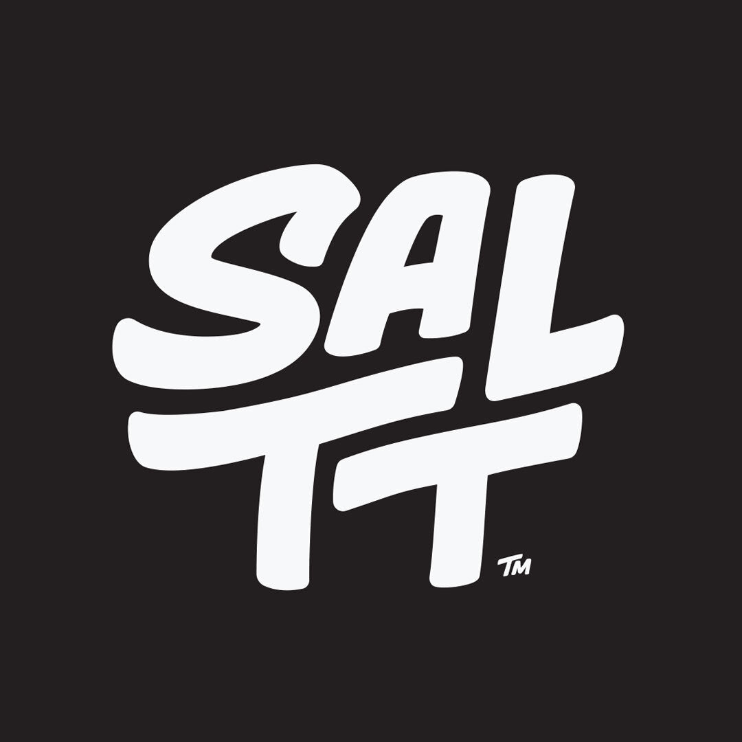 SALTT logo in bold white lettering on black background representing Mondo Melon Electrolyte Drink Mix - 30 Sticks product range.