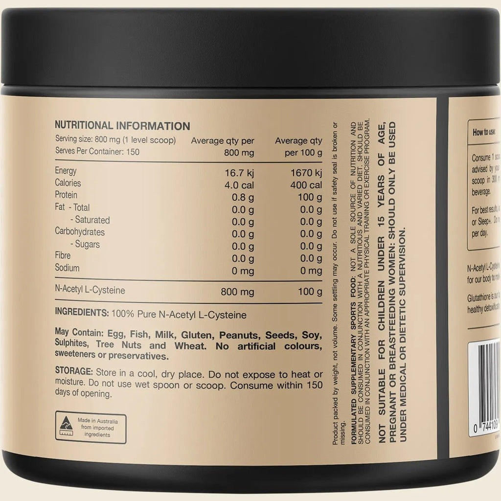 NAC - 100% N-Acetyl L-Cystine - 150 serves