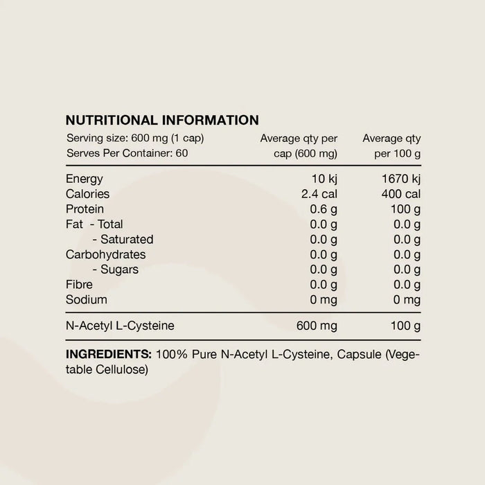 NAC - 100% N - Acetyl L - Cystine - 60 Caps - Yo Keto