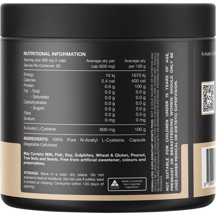 NAC - 100% N - Acetyl L - Cystine - 60 Caps - LYTES