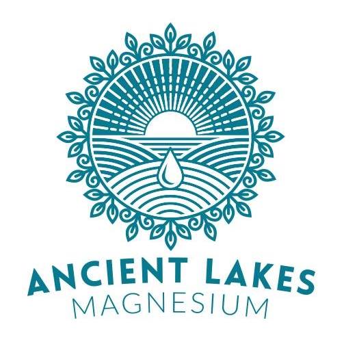Ancient Lakes logo featuring a stylized sun, water drop, and lake waves for Natural Liquid Magnesium - 95ml product