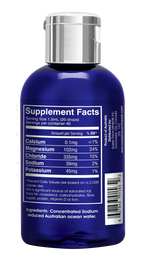 Ocean Sourced Electrolyte Drops - 60ml supplement facts label showing minerals from Aussie Trace Minerals collection.