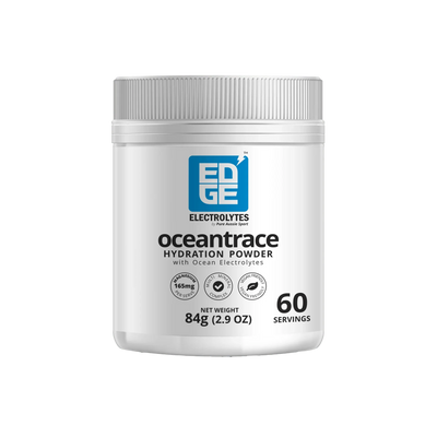 Ocean Trace - 60 Serves hydration powder container by Edge Electrolytes with ocean-derived electrolytes and 60 servings.