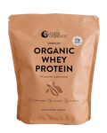 Nutra Organics Organic Whey Protein - Chocolate - 750g pouch with 23g protein per serve in natural packaging