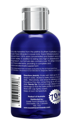 Back of Peppermint Electrolyte Drops - 60ml bottle showing usage instructions and mineral content details.