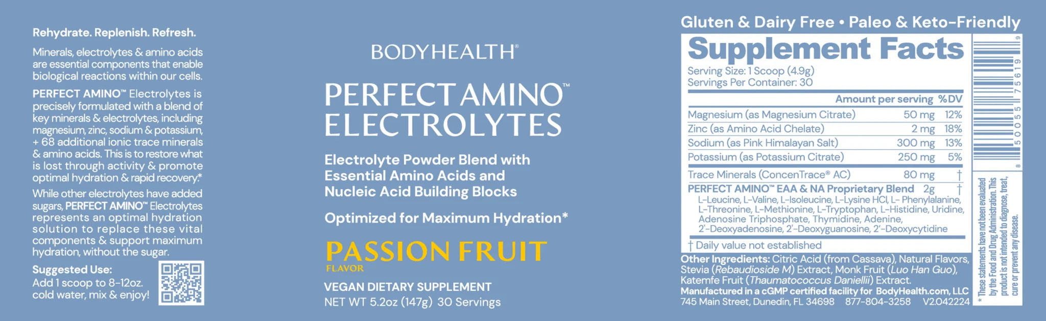 Perfect Amino Electrolytes - Passion Fruit - 30 Serves - Yo Keto