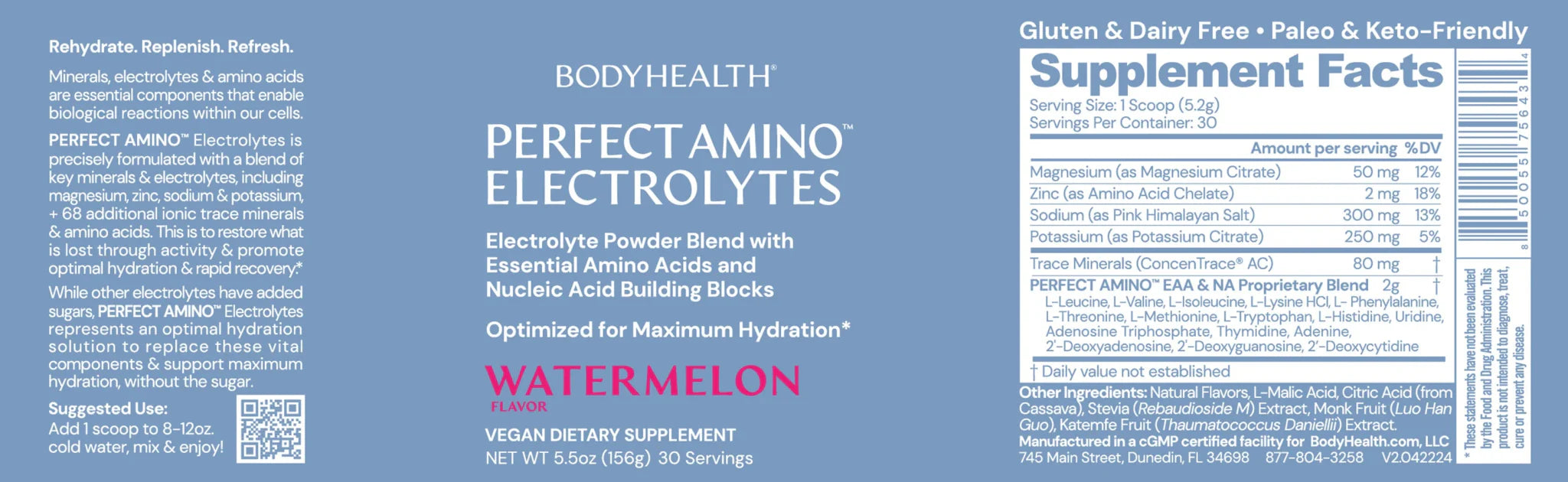 Perfect Amino Electrolytes - Watermelon - 30 Serves - Yo Keto