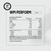 A nutrition label for Switch Nutrition Perform Whey Protein Isolate - Vanilla 750g details whey protein isolate, hydrolysed whey protein, serving size, calories, macros, enzyme blend, full ingredients list, and a milk allergy warning.