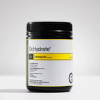 Dr. Hydrate Pineapple Jar - 30 Serves in black container with yellow and white label, featuring electrolyte and vitamin content.