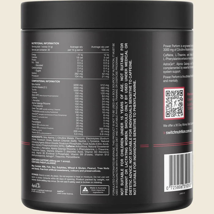 Power Perform Pre - Workout Blend - Mango Passionfruit - 30 Serves - LYTES