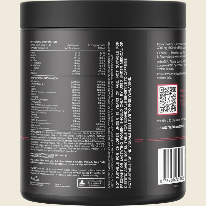 Power Perform Pre - Workout Blend - Mango Passionfruit - 30 Serves - LYTES