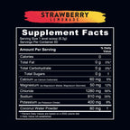 Supplement facts label for Re-Lyte Hydration- Strawberry Lemonade - Tub - 60 Serves showing electrolyte and mineral content per serving.