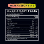 Supplement facts for Re-Lyte Hydration - Watermelon Lime - Tub - 60 Serves showing minerals and electrolytes per serving.