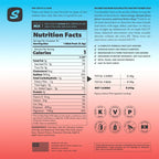 Back label of Red White & Bam - 30 Sticks by SALTT showing nutrition facts, ingredients, and electrolyte benefits.