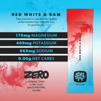 Red White & Bam - 30 Sticks electrolyte drink mix by SALTT with magnesium, potassium, sodium, zero net carbs.