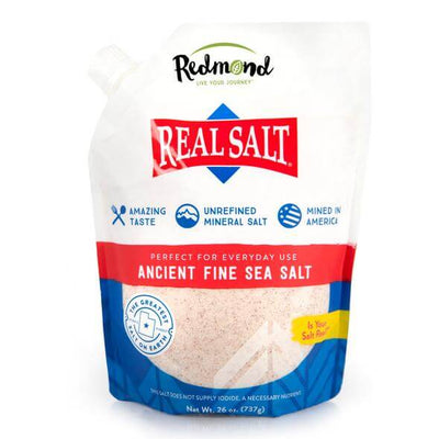 Redmond Real Salt - 737g natural ancient fine sea salt in resealable pouch, featured in Redmond, Carnivore, and Salt collections