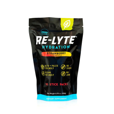ReLyte Hydration - Strawberry Lemonade - Stick Packs x 30 pouch with keto, paleo, and vegan-friendly electrolyte drink mix