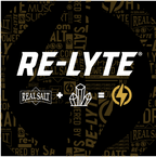 ReLyte Hydration - Unflavoured - Stick Packs x 30 logo with Real Salt and crystal icons on black and gold background
