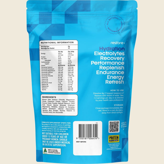 Restore Electrolyte Drink Mix Blue Raspberry 240g