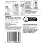 Nutrition facts, ingredients, and safety warning for Sodii Salty Chocolate - 30 Sachets, a keto-friendly, low carb electrolyte supplement made in Australia.