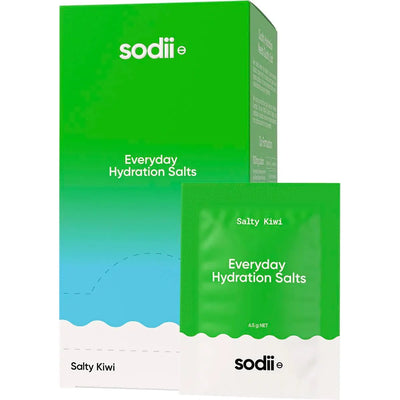 Salty Kiwi - 30 Sachets by Sodii in green blue box and sachet from Drinks Electrolytes Functional New Arrivals collections