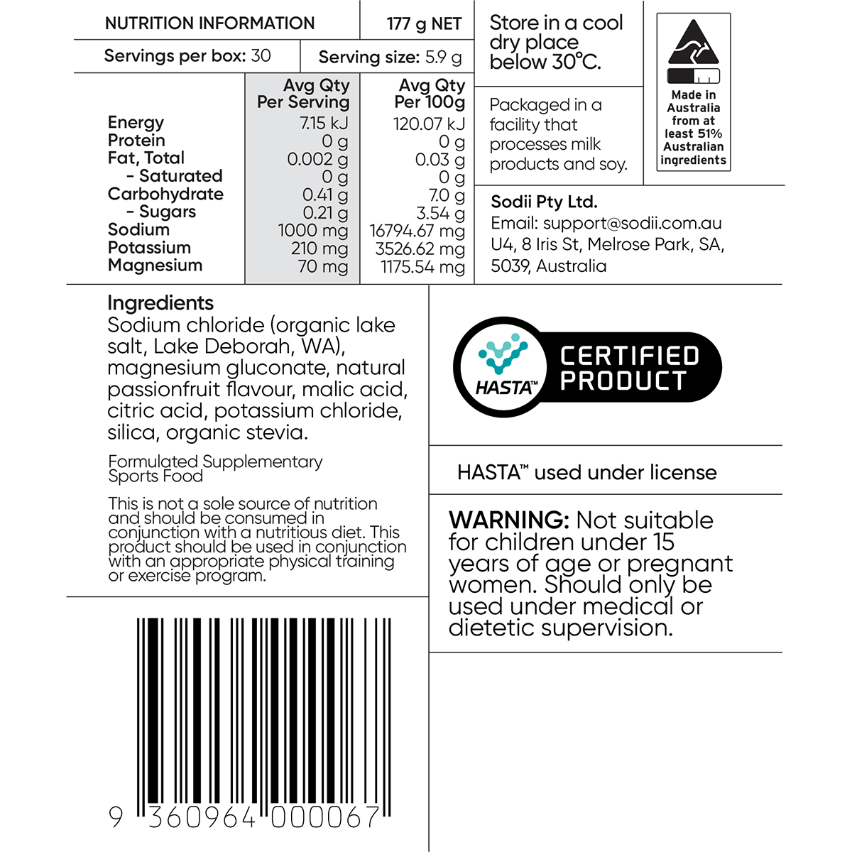 Salty Passionfruit - 30 Sachets by Sodii with electrolyte blend from Drinks, Electrolytes, New Arrivals collections