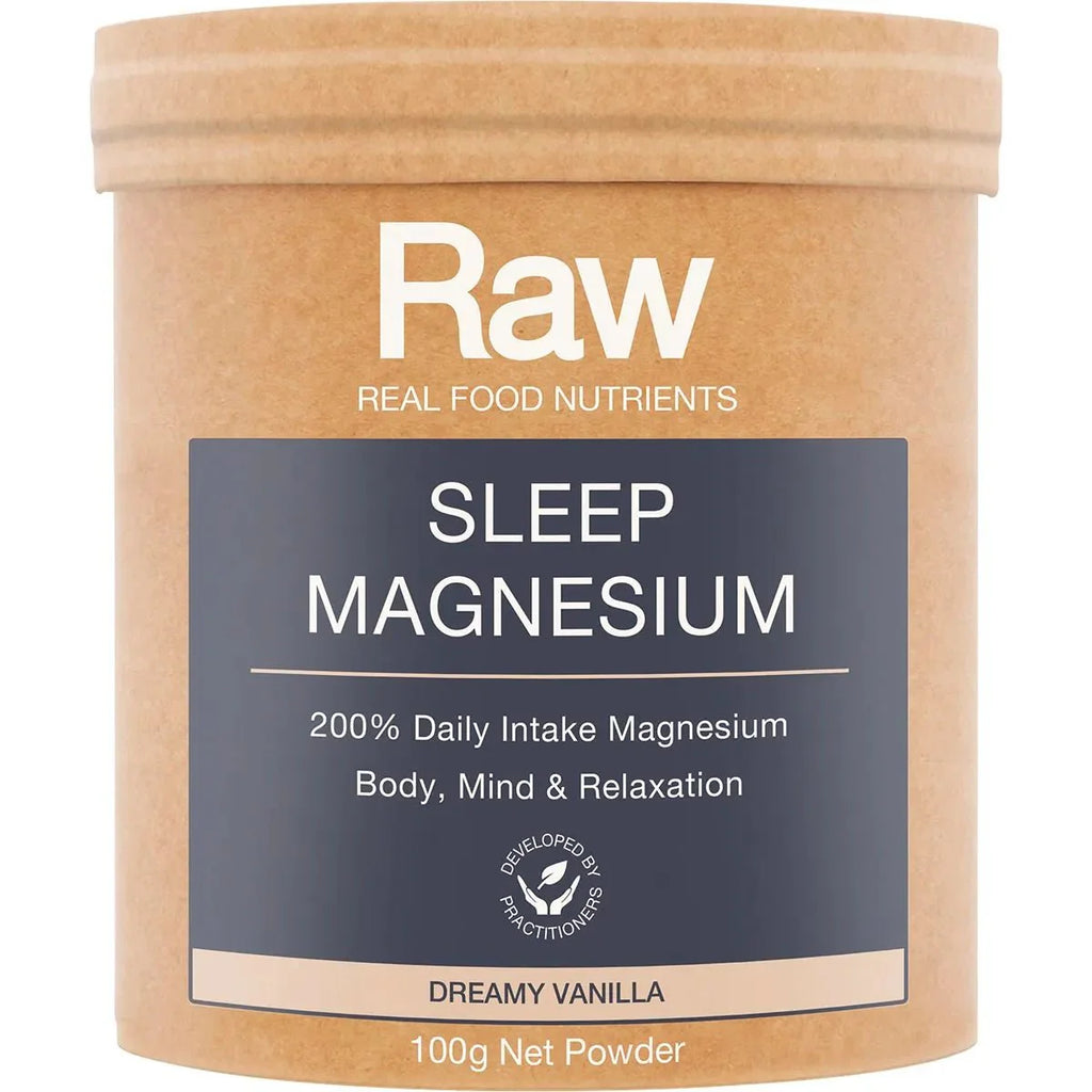 Sleep Magnesium - Dreamy Vanilla - 100g by RAW in recyclable kraft container for relaxation and magnesium support