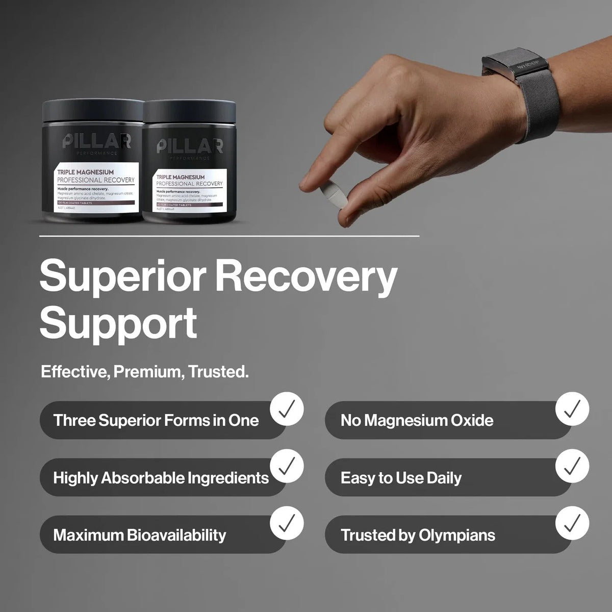 Triple Magnesium Tablets - 60 Tablets by PILLAR PERFORMANCE, sold at LYTES Australia
