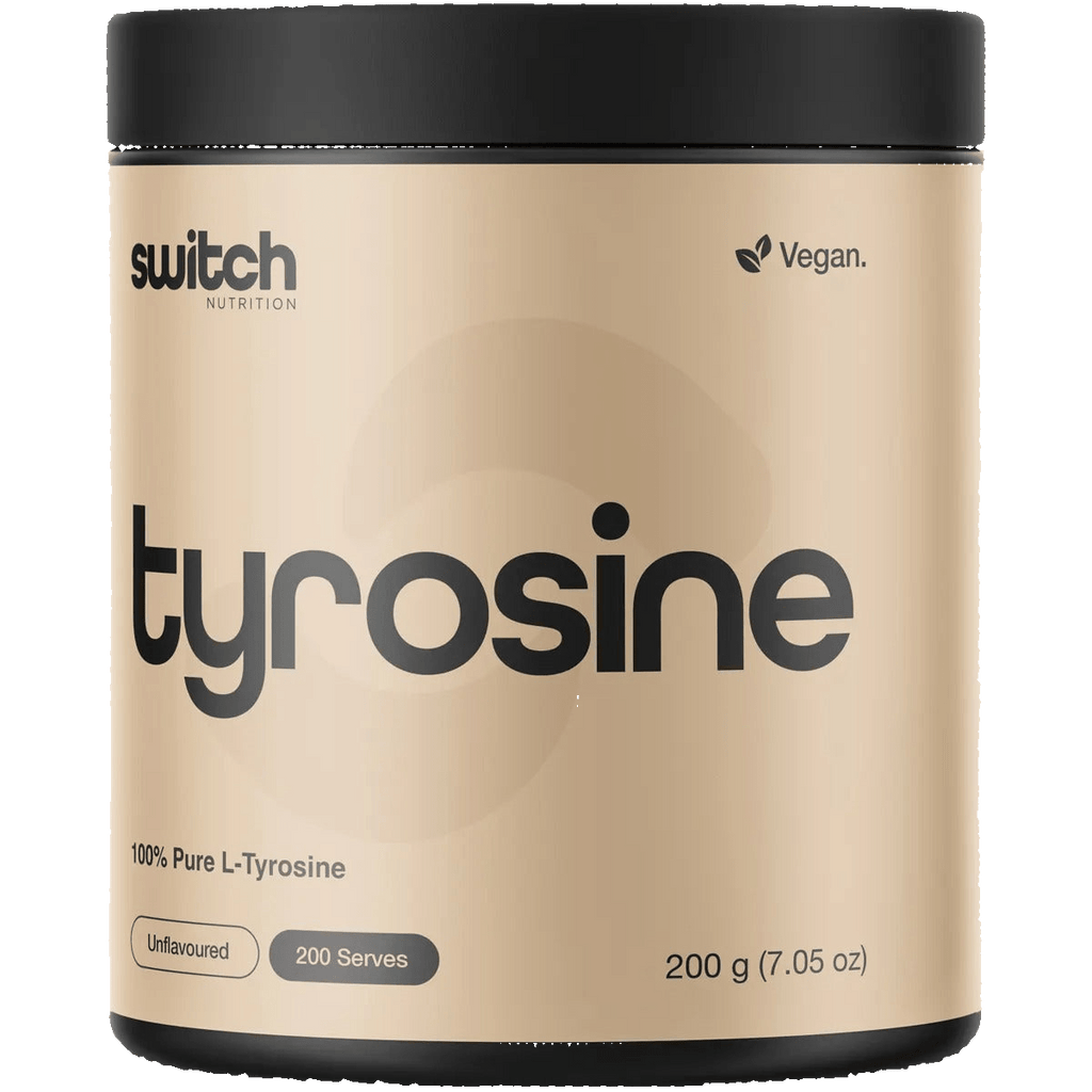 Tyrosine - 100% Pure L-Tyrosine Unflavoured - 200g by Switch Nutrition in beige container for Low Carb and Dirty Keto collections