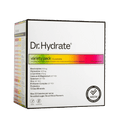 Packaging of Variety Sachet Pack - 14 Serves by Dr. Hydrate showing ingredients and nutritional highlights on a white box