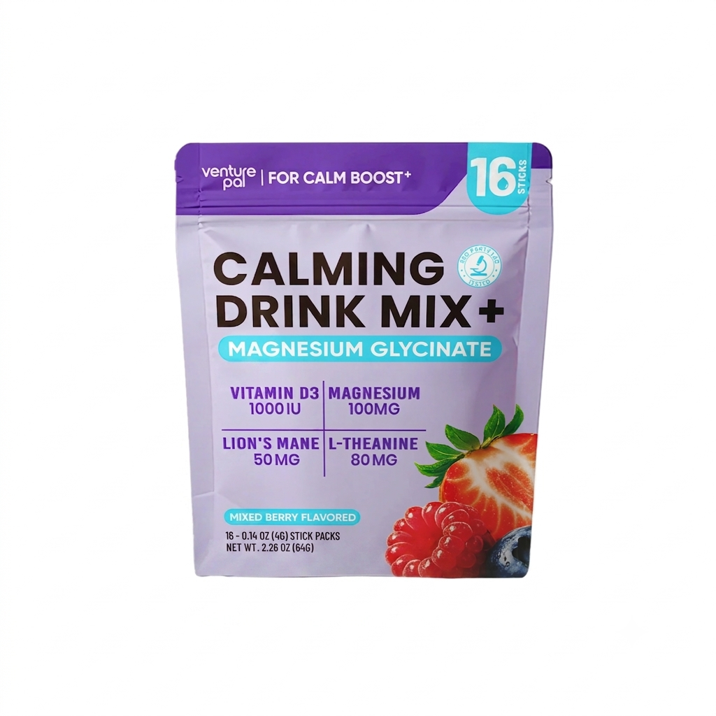 Calming Drink Mix + Magnesium Glycinate - Mixed Berry Flavour - 16 Sticks by Venture Pal, sold at LYTES Australia