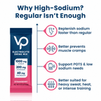 Venture Pal - Single Stick electrolyte drink mix in strawberry flavor highlighting high sodium content to support hydration, muscle cramps, and intense training needs for keto and low carb lifestyles.