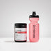 Dr. Hydrate Watermelon Jar - 30 Serves powder container beside pink branded drink bottle on white background.
