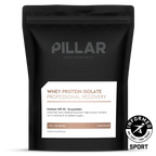 WPI - Chocolate - 1kg by PILLAR PERFORMANCE in black packaging with protein content and recovery details visible