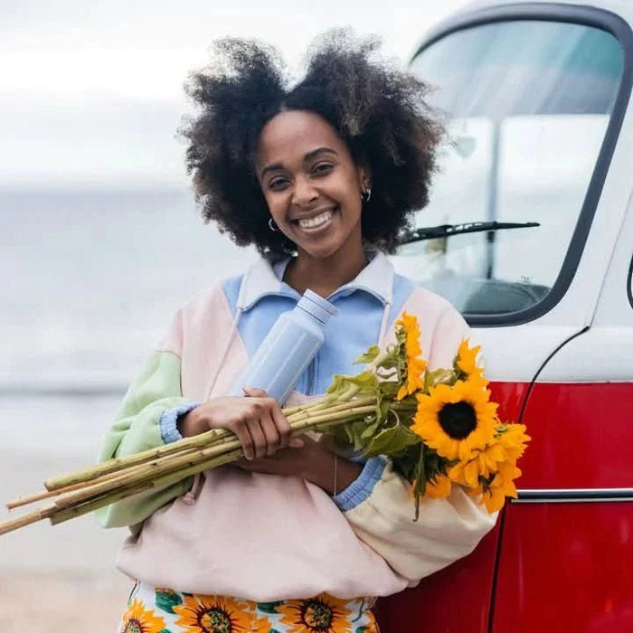 750ml Sugarcane Drink Bottle - Blue Striped - LYTES